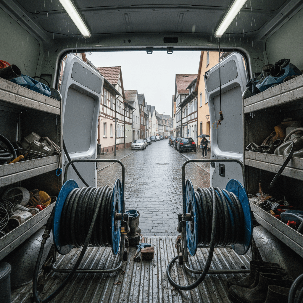 Hochdruckspülung Kanal Fahrzeug von innen